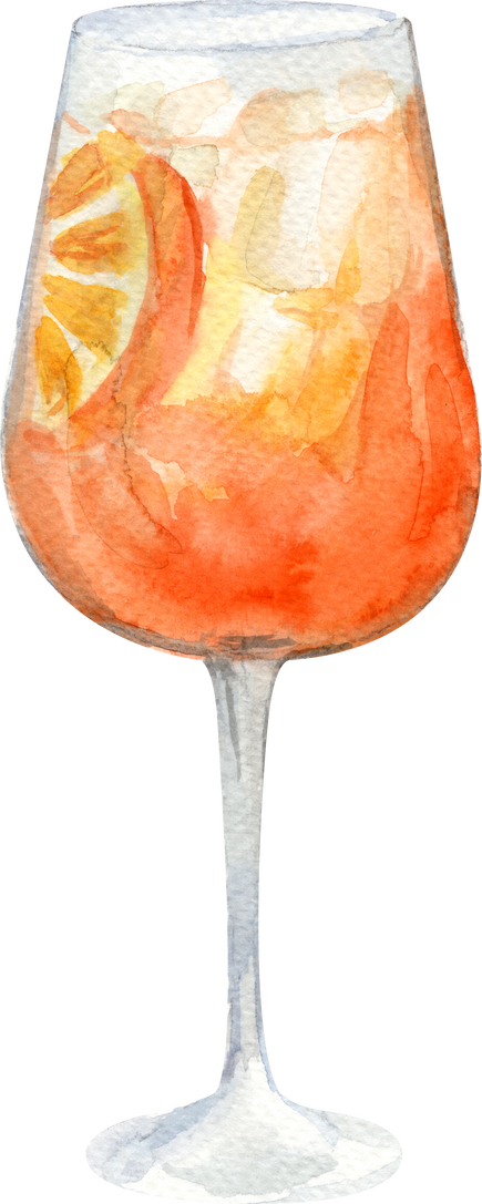 Watercolor aperol spritz cocktail