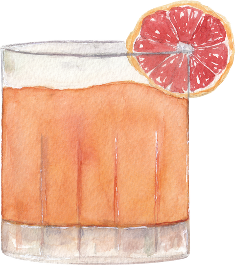 Orange Cocktail Watercolor Handdrawn Sketch